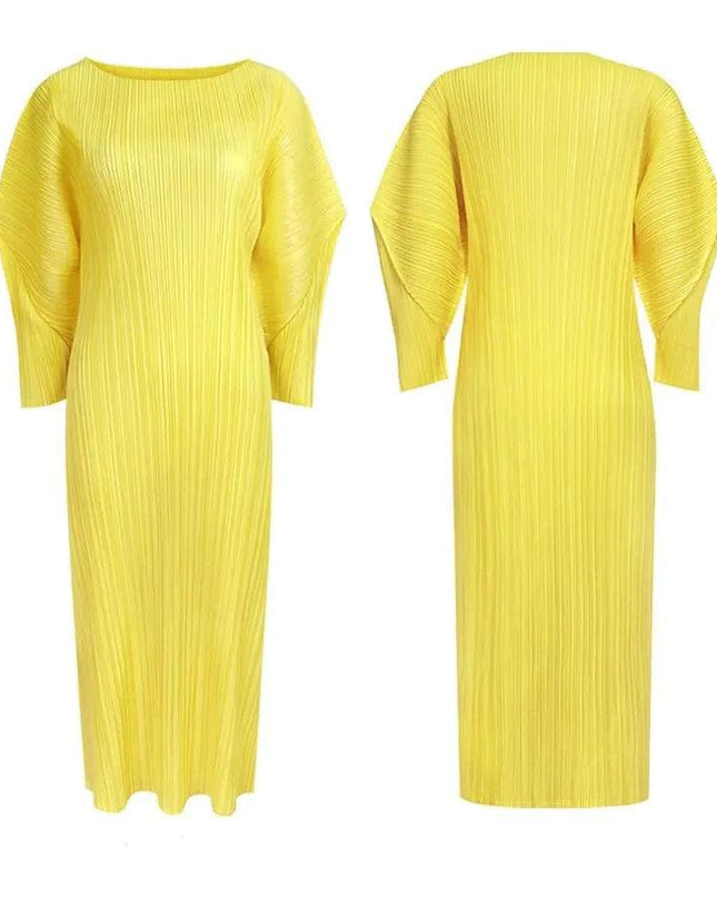 Full Color Pleated Dress