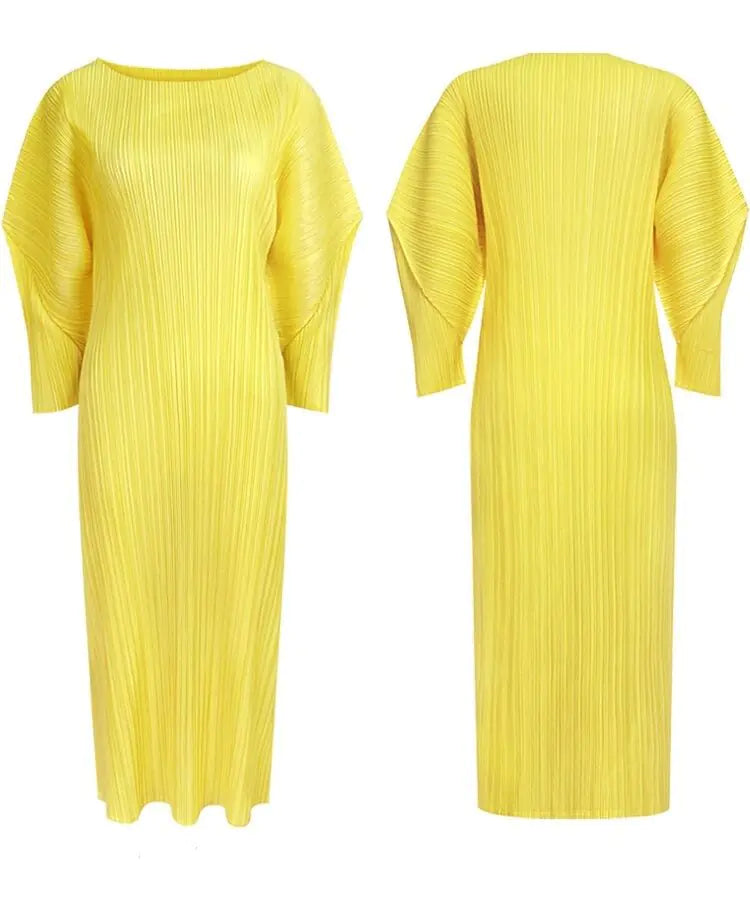 Full Color Pleated Dress