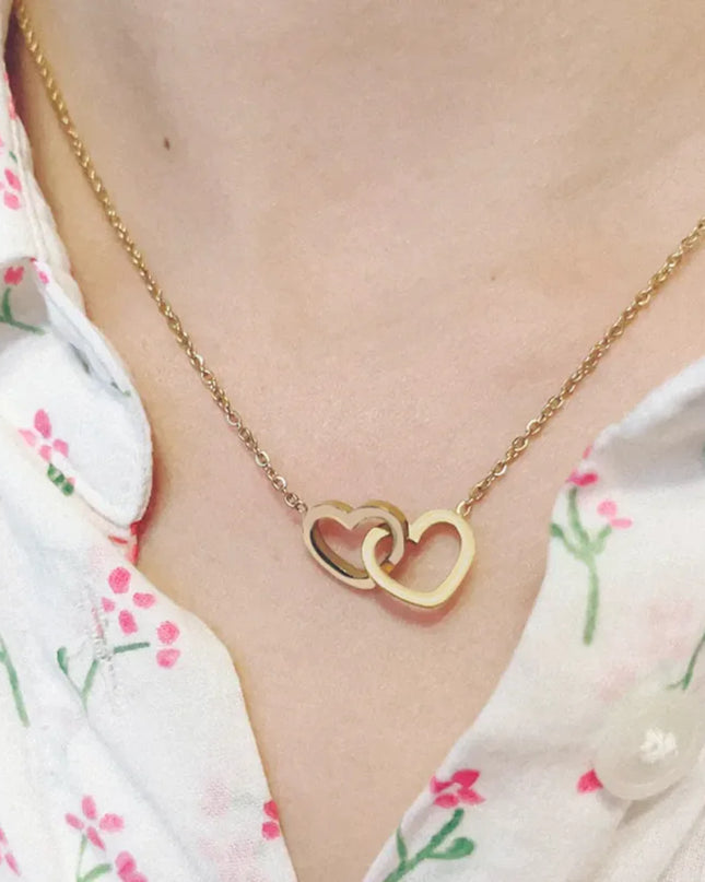 Personalized Double Heart Name Necklace