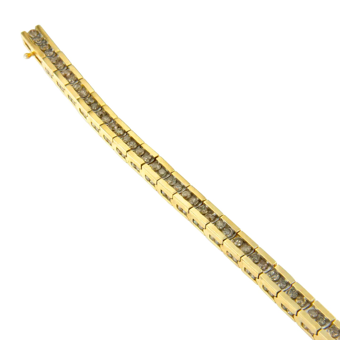 10K Yellow Gold Round Cut Champagne Diamond Bar Link Bracelet (5.00 cttw, J-K Color, I2-I3 Clarity)