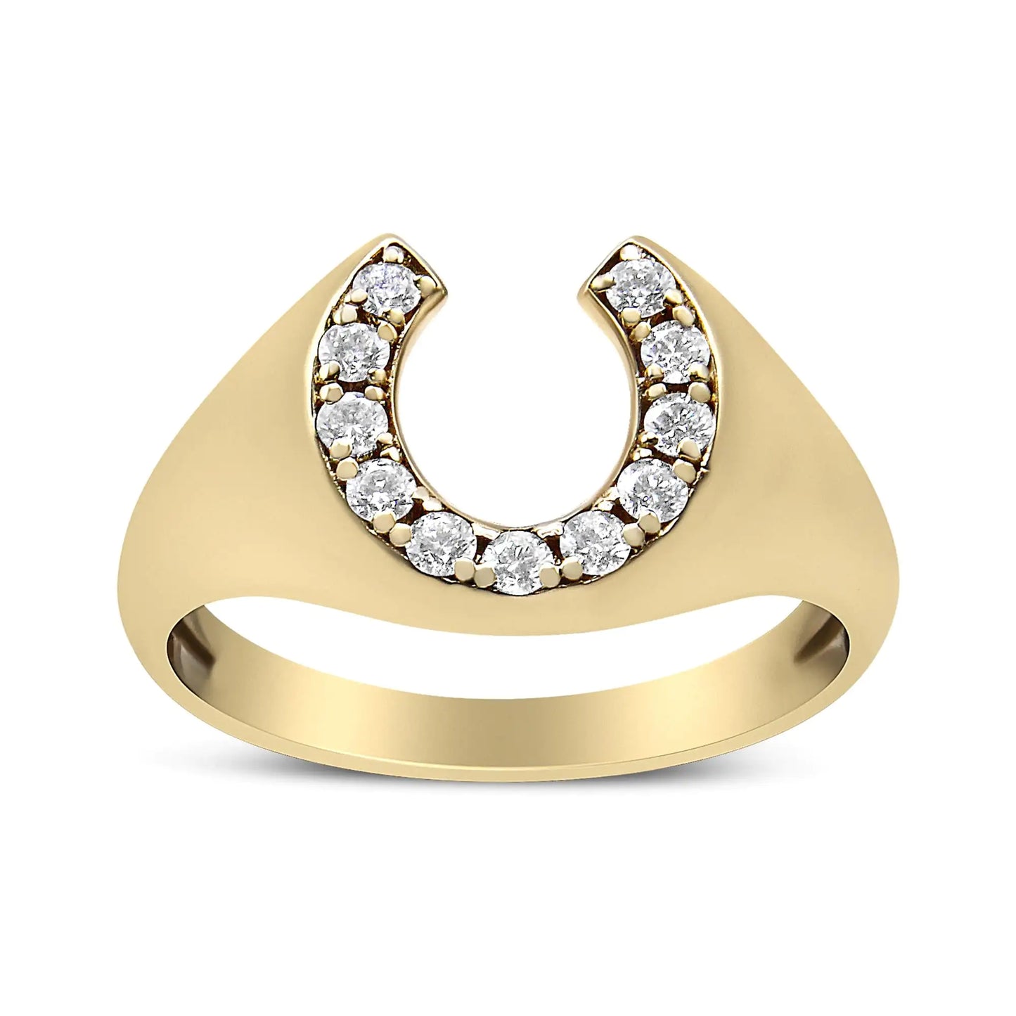 10K Yellow Gold 1/3 Cttw Round-Cut Diamond Men's Horseshoe Ring (H-I Color, VS1-VS2 Clarity)