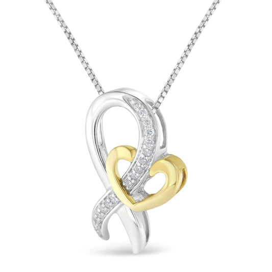 Two-Tone .925 Sterling Silver 1/6 cttw Round Cut Diamond Ties of Love Pendant Necklace (H-I, I1-I2)