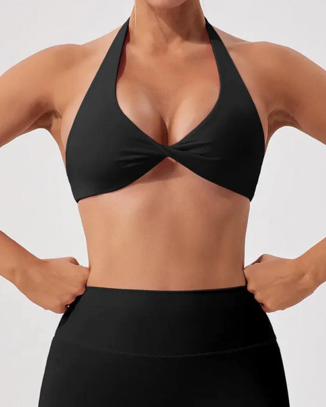 Nude Feel Breathable Halter Beauty Back Yoga Bra – Tight Fitness Top