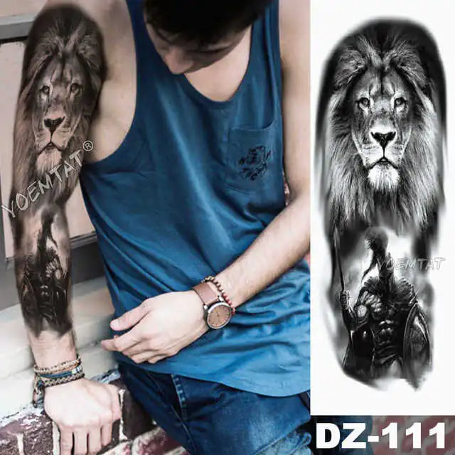 Lions in Gray Shaded Black Tattoos