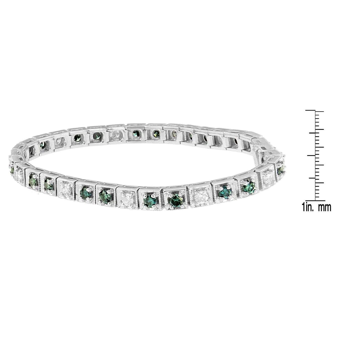 14K White Gold White And Treated Blue Diamond Bracelet (4 3/4 cttw, H-I Color, I1-I2 Clarity)