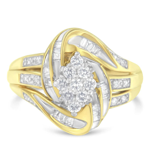 10KT Yellow Gold Diamond Cocktail Ring (1/2 cttw, H-I Color, SI2-I1 Clarity