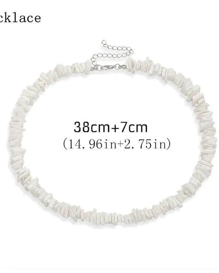 Bohemian Hawaii Puka White Clam Chips Shell Necklace
