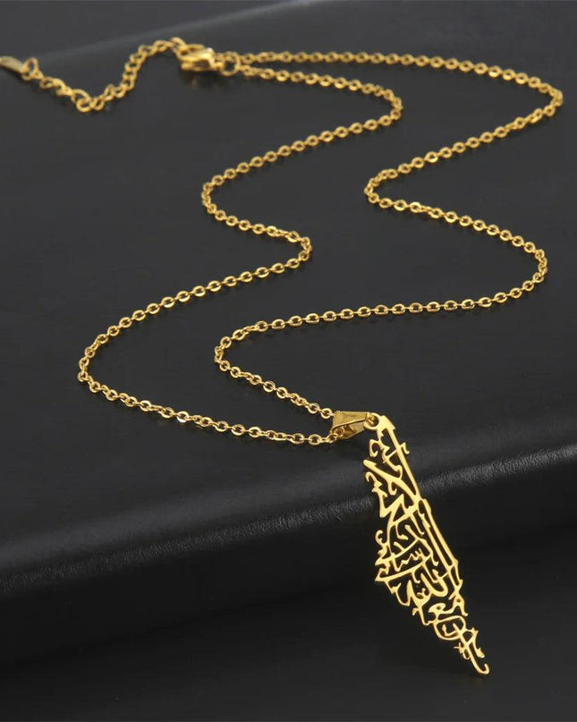 Unisex Stainless Steel Hollow Map Necklace