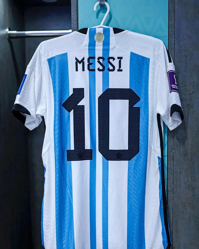 Messi #10 Premium Soccer 2022 Argentina World Cup Champions - Home Jersey by Adidas