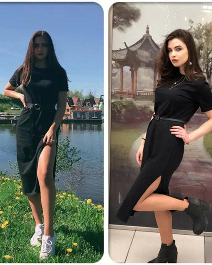 Black Split Long Dress