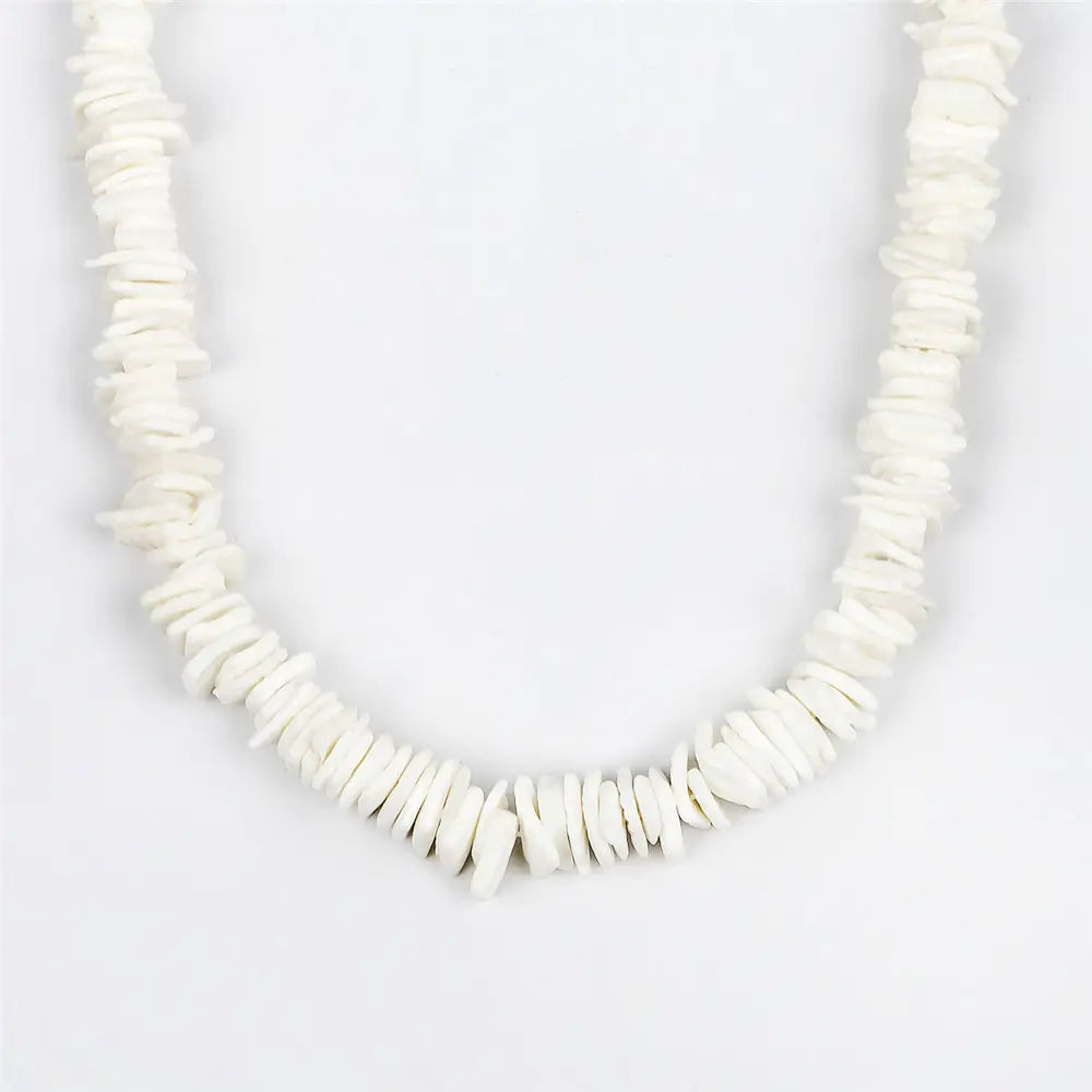 Bohemian Hawaii Puka White Clam Chips Shell Necklace