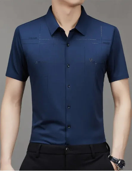 Summer New Men's Short-sleeved Shirt Seamless Business Shirt