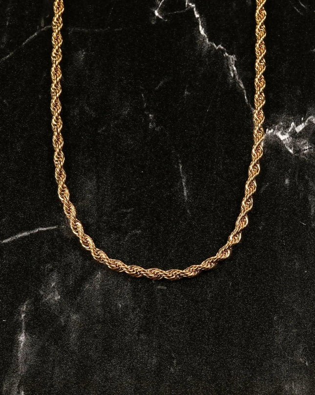 Gold Plated 5mm Rope Chain Necklace