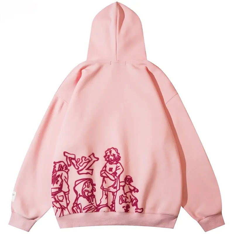 Streetwear Pink Hoodie Sweatshirt