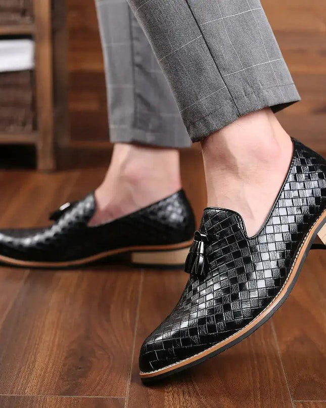 Vintage Patterned Vegan Leather Loafers for Men