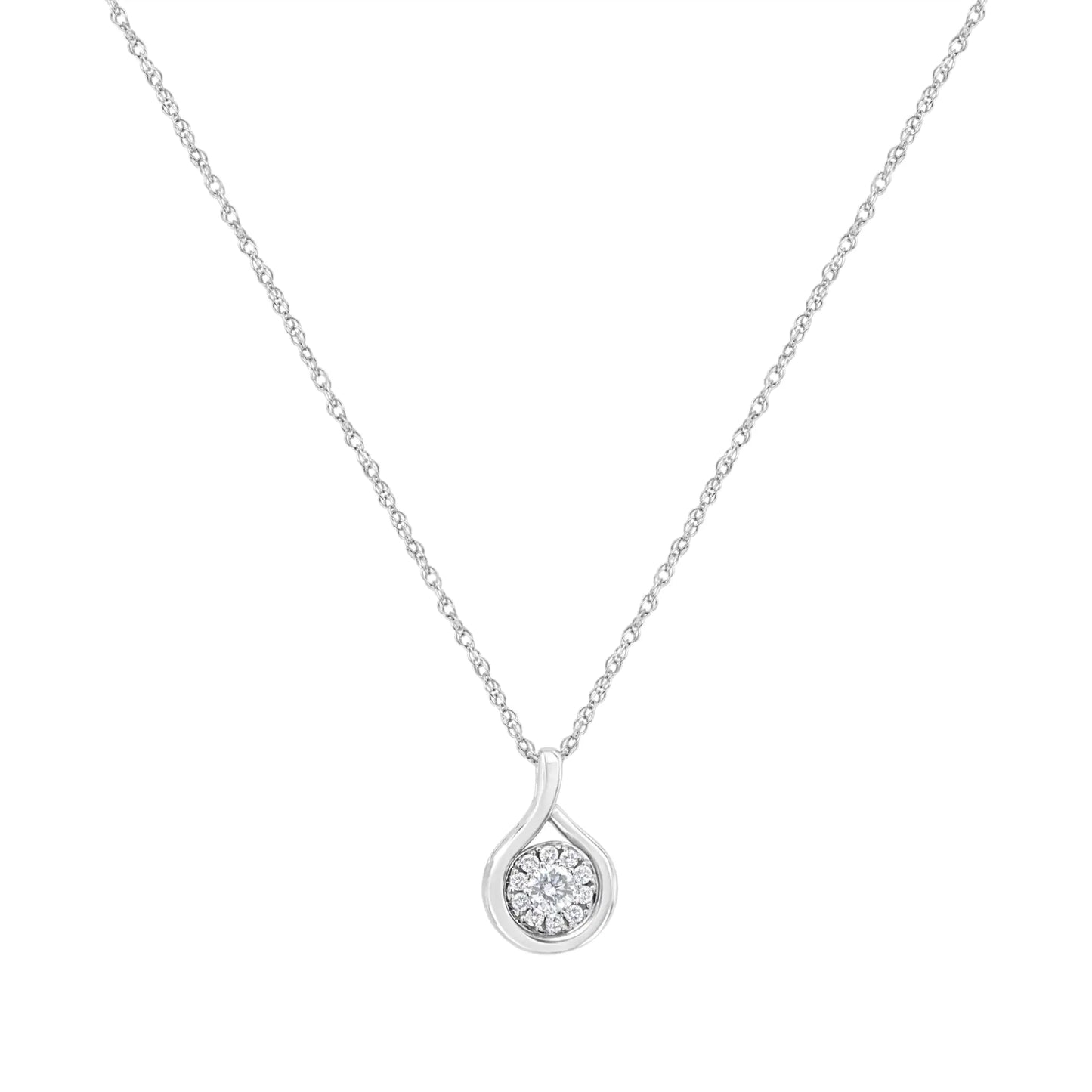 .925 Sterling Silver 1/4 cttw Lab Grown Diamond Drop Pendant Necklace (F-G Color, VS2-SI1 Clarity)