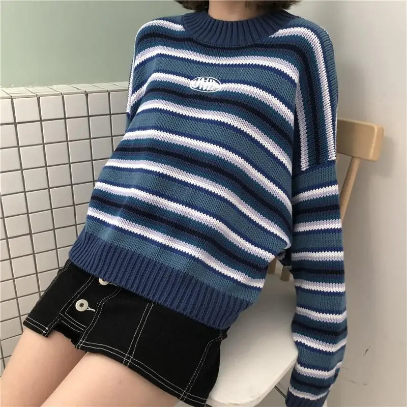 Navy Stripes Oversized Sweater