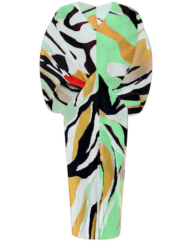 Long Leaf Pleated Dress