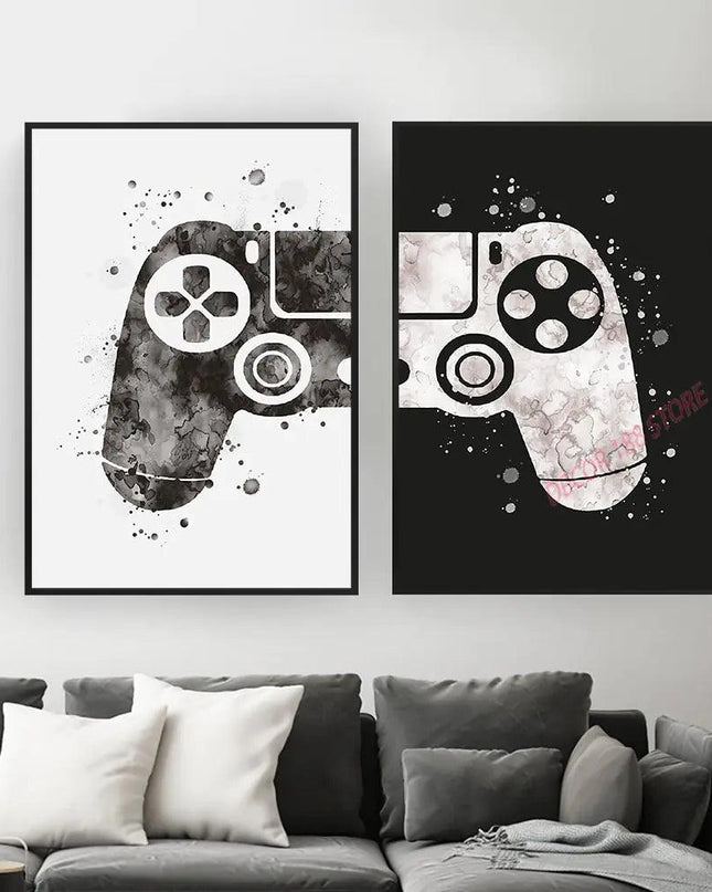 Video Game Prints Black White Posters Teen Boy Bedroom Decor