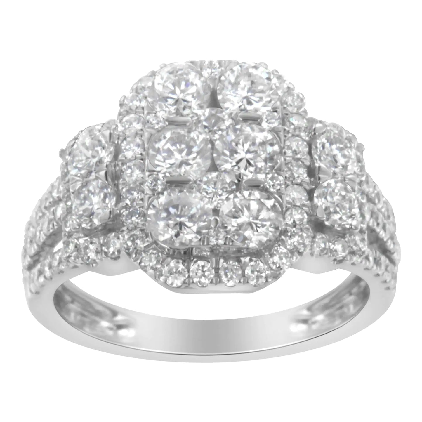 14K White Gold 2 1/4 Cttw Diamond Cocktail Cluster Ring (G-H Color, SI2-I1 Clarity)