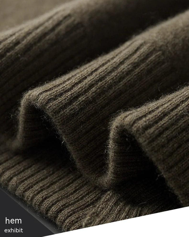 Men's Polo Collar Solid Color Wool Cardigan