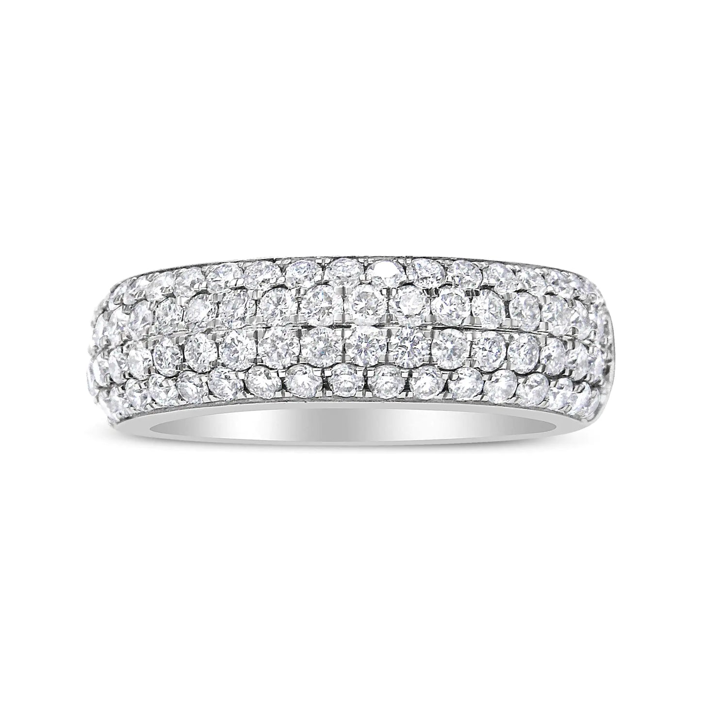 14K White Gold 1 1/2 Cttw Pave Set Lab Grown Round Diamond Domed Band Ring (G-H Color, SI1-SI2 Clarity)