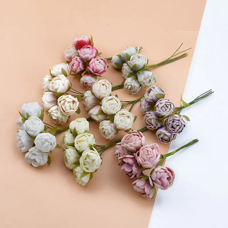 6 Pieces Silk Tea Roses Buds