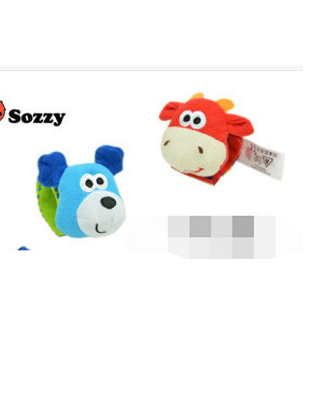 Cartoon Plush Socks Wrist Strap Rattles