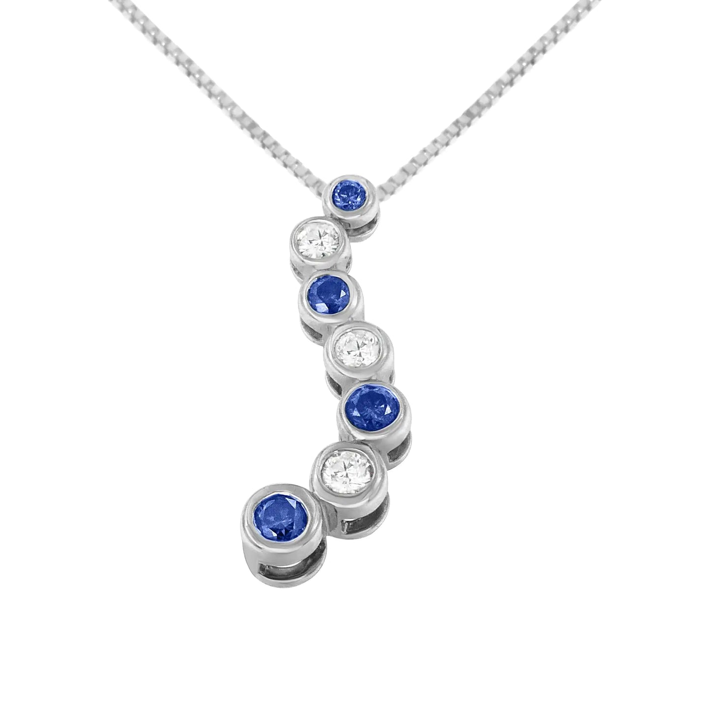 14K White Gold Round-cut Treated Blue Diamond Pendant Necklace (1 cttw, H-I Color, I1-I2 Clarity)