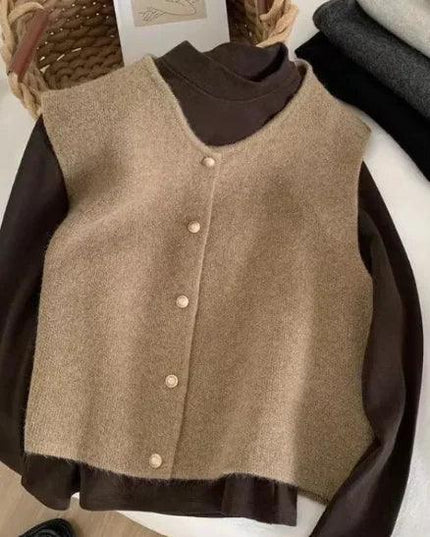 Women's Round Neck Cardigan Vest