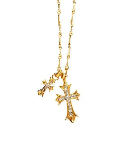 Retro Cross Zircon Necklace