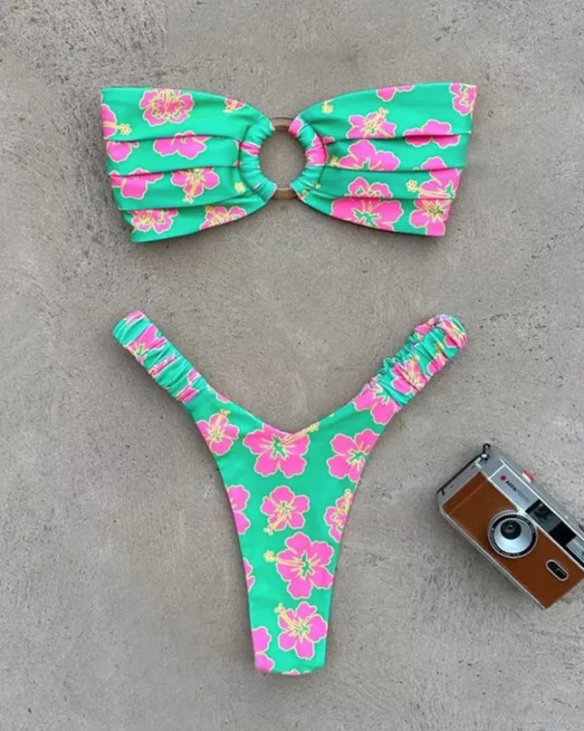 Women's Printed Pleated Bikini