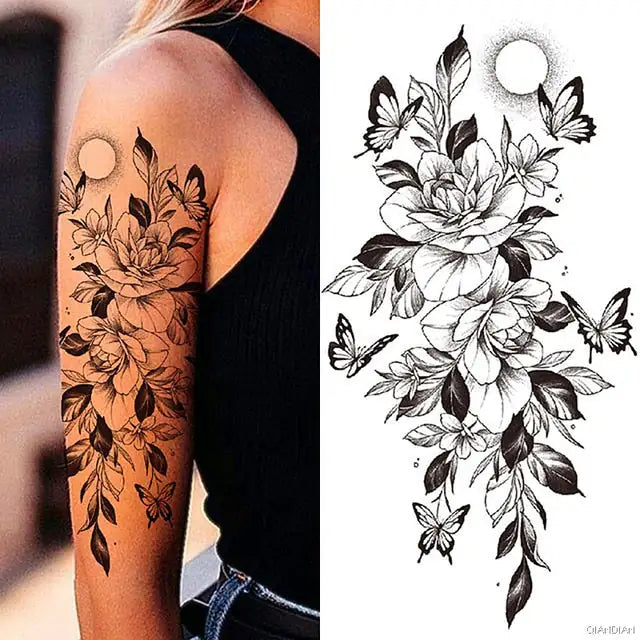 Flowers and Animals Body Tattoos