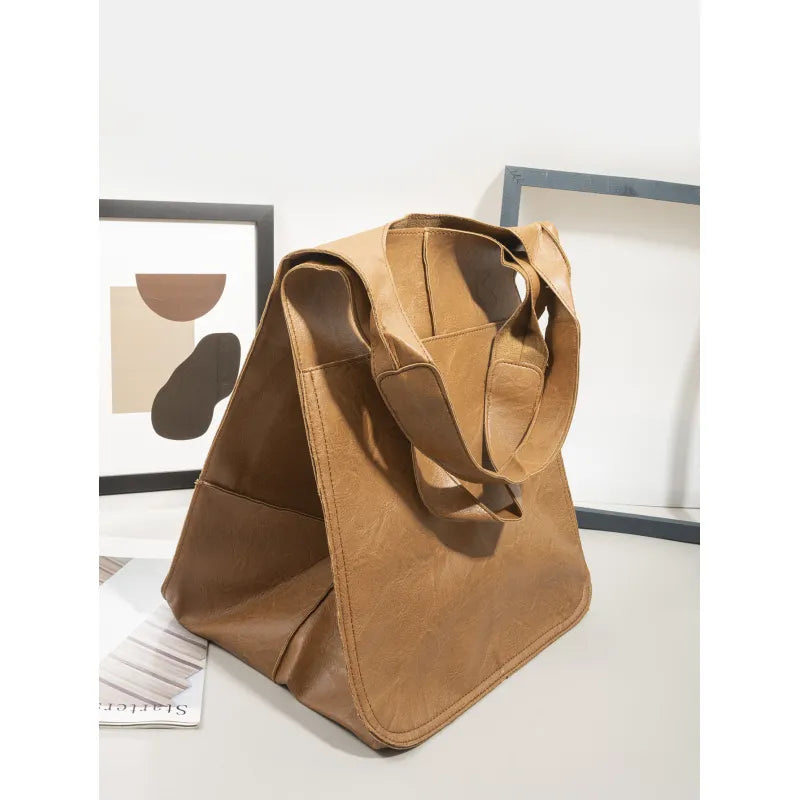 Soft Leather Large Capacity Shoulder Hand-held Tote Bag