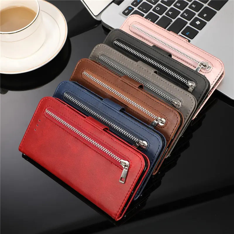 Leather Zipper Case For Samsung Galaxy