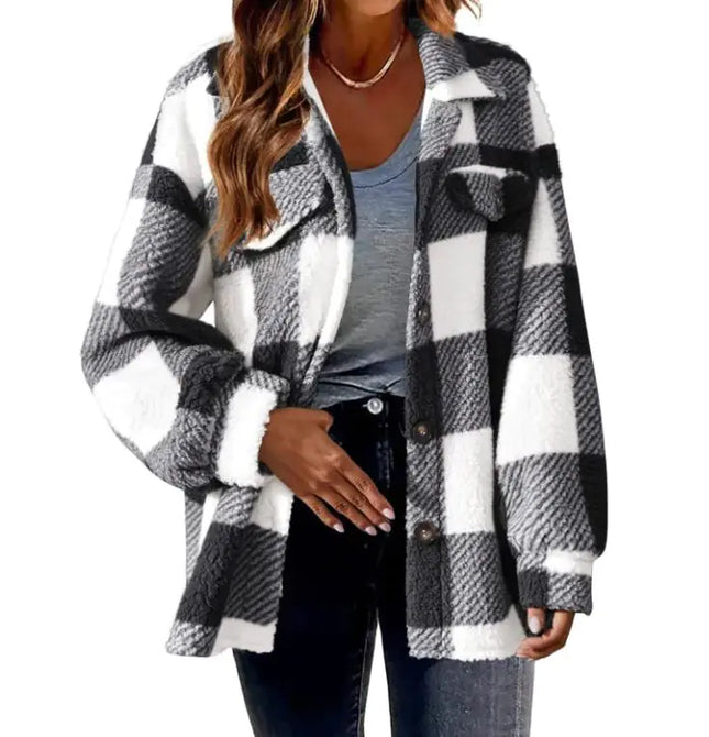 Plush Plaid Women's Jacket