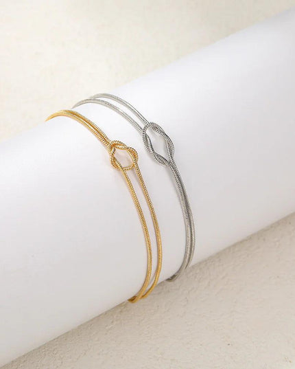 Knotted Gold and Silver Couple Bracelets