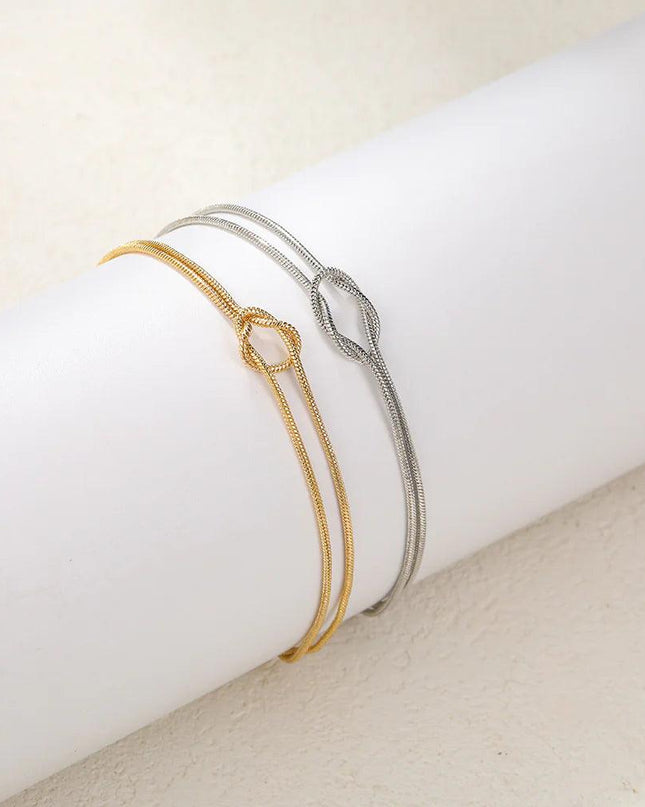 Knotted Gold and Silver Couple Bracelets