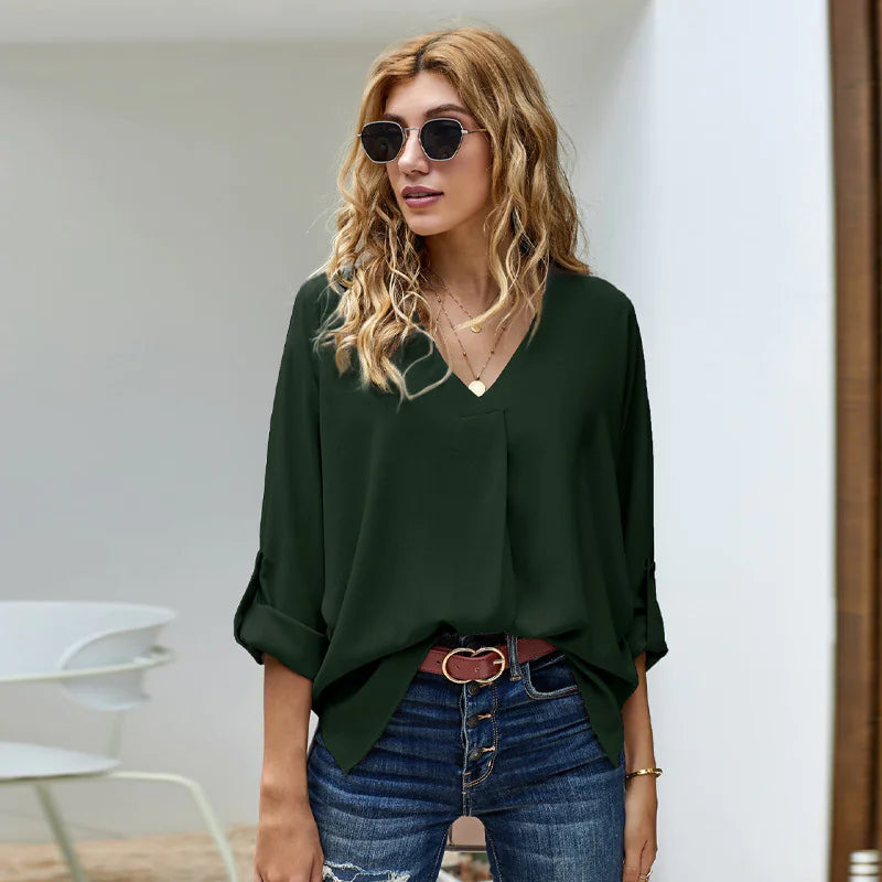 Solid Color Loose Pullover Shirt