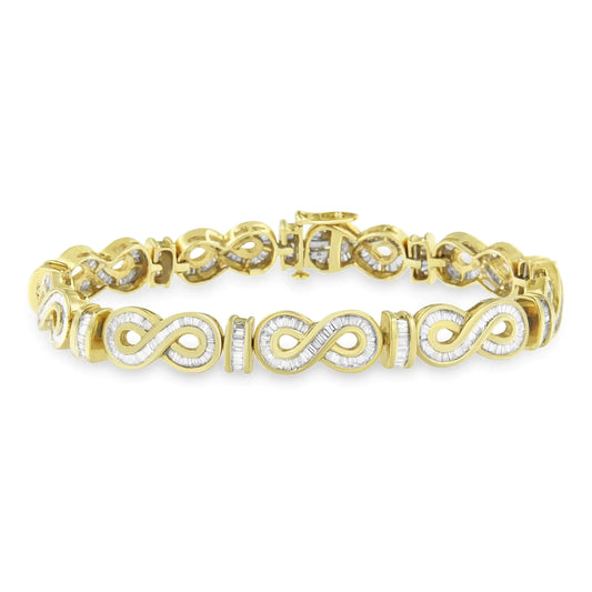 14K Yellow Gold Baguette-Cut Diamond Bracelet (4.00 cttw, G-H Color, SI1-SI2 Clarity)