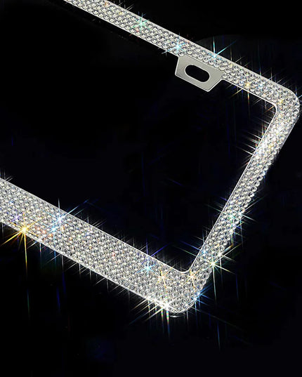 2PCS Bling License Plate Frame Glitter Crystal Sparkling Rhinestone Diamond Caps