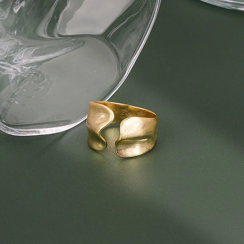 LIVVY Silver Color Irregular Geometric Wave Ring