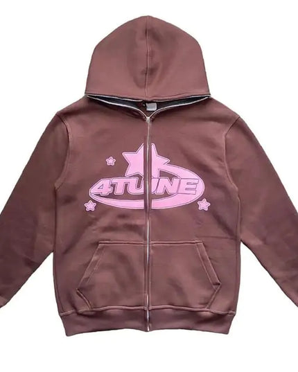 Star Letter Print Retro Hoodies