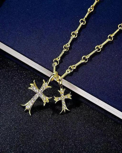 Double Cross Pendant Necklace