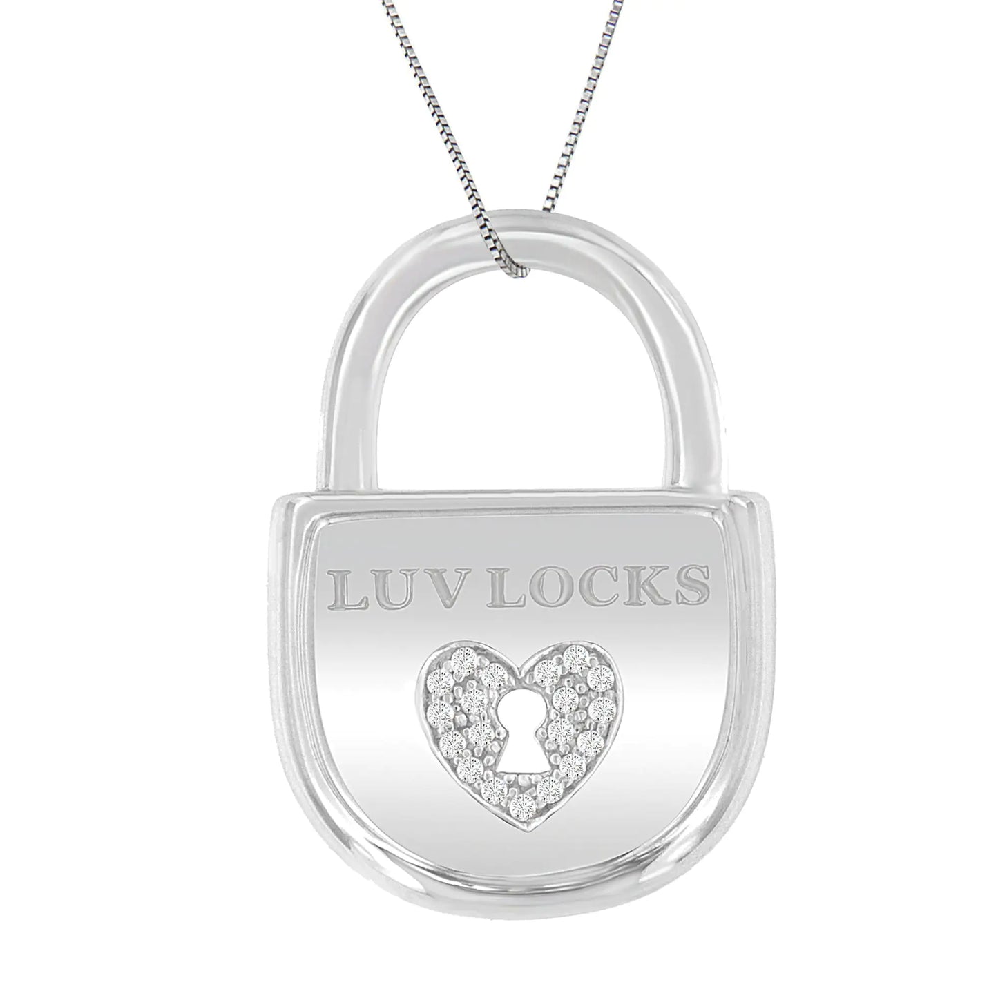 .925 Sterling Silver 1/8 cttw Diamond 'Luv Locks' Pendant Necklace (H-I, I1-I2)