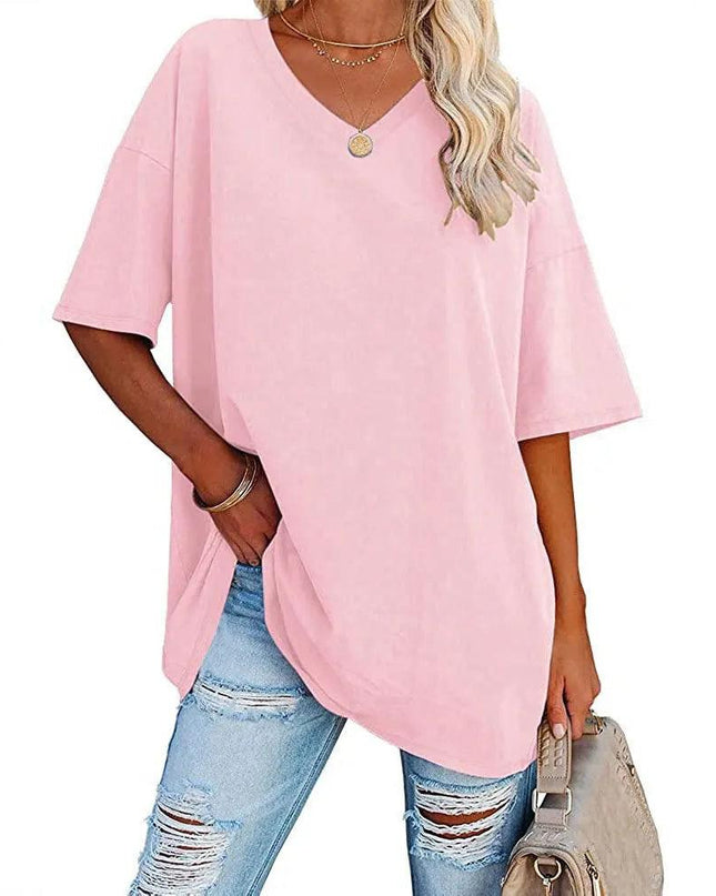 Loose Short-Sleeved V-neck T-shirt