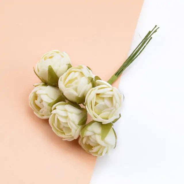 6 Pieces Silk Tea Roses Buds