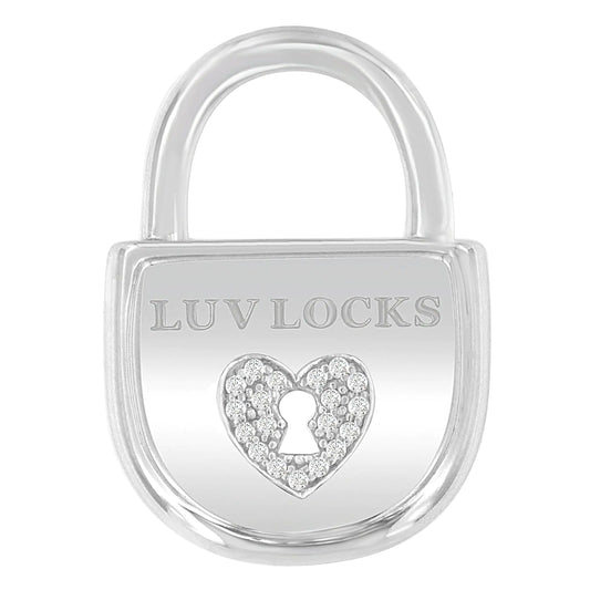 .925 Sterling Silver 1/8 cttw Diamond 'Luv Locks' Pendant Necklace (H-I, I1-I2)