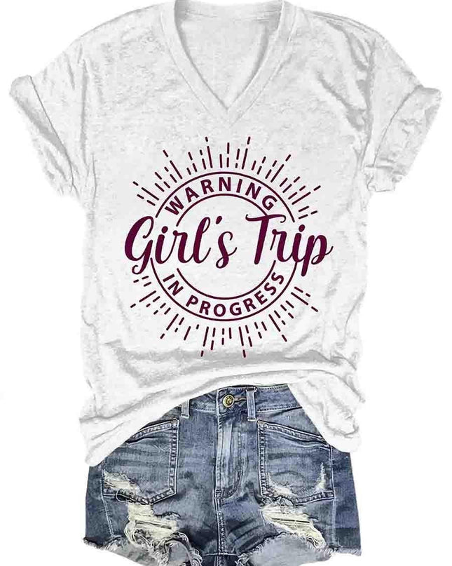 Girl's Trip Warning V-Neck Tee