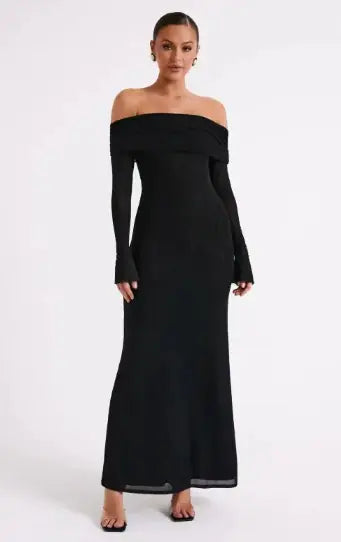 Off-neck Backless Dress